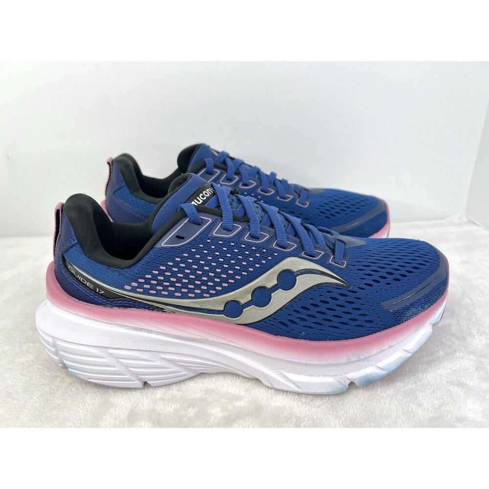 Saucony Guide 17 Womens Size 9 Blue Pink White Walking Running Shoes Sneakers